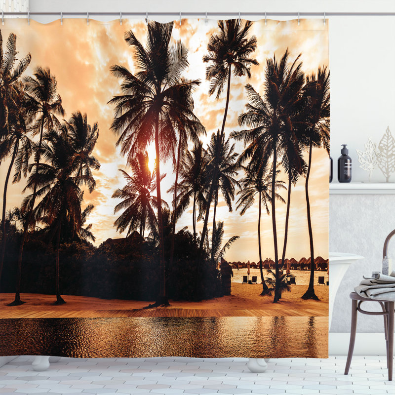Beach Shower Curtain Set + Hooks, 70" H x 69" W