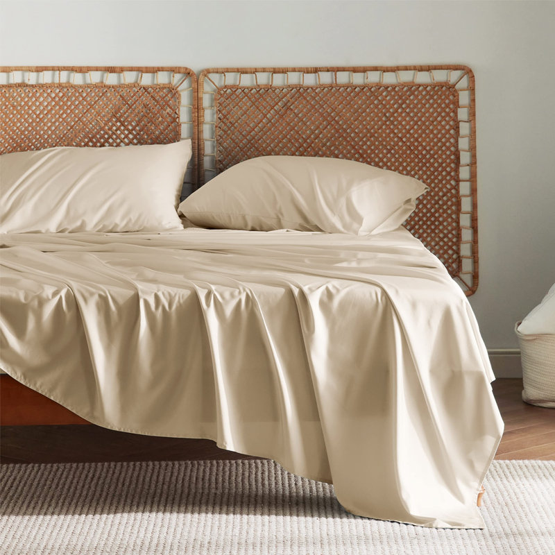 Ensemble de housse de couette en rayonne 4 pièces, Beige