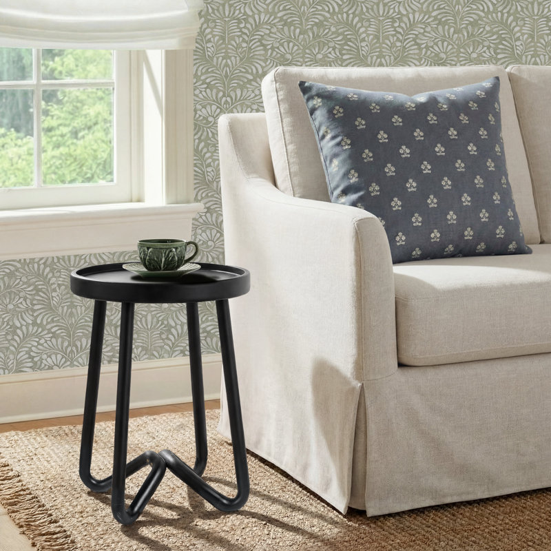 Sveta Solid Wood Tray Top End Table, Black