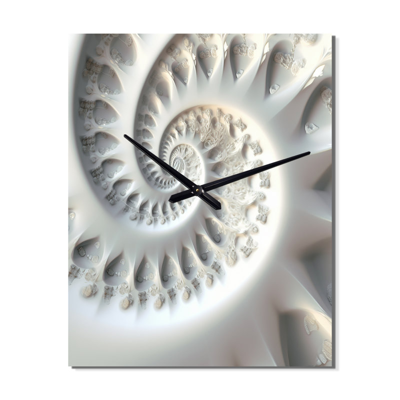 Horloge murale blanche Fractal Spiral Universe II - Fractals, Très grand