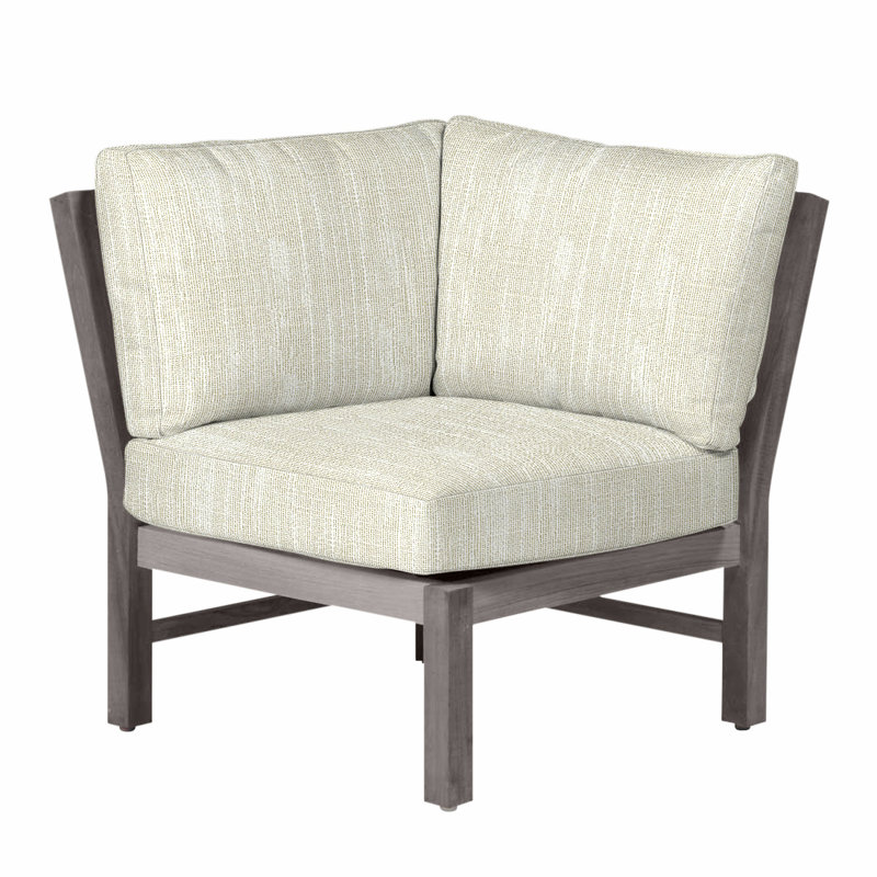 Fauteuil d'angle modulaire Club Teak - Huître, Teck huître, Pas de soudure, Rollo crème