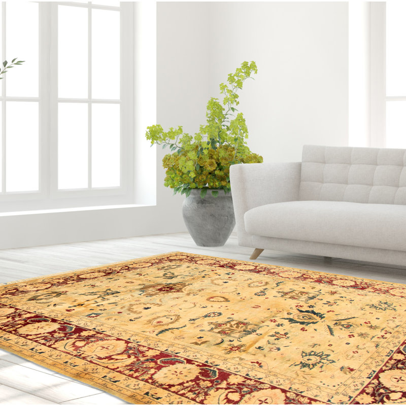 One-of-a-Kind Rectangle 6' X 9' New Age Wool Area Rug in Dark Blue/Dark Red/Ivory