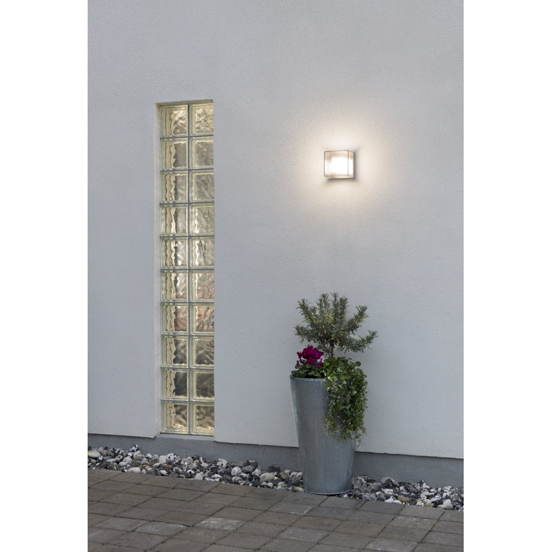 Gus Silver Integrated LED Outdoor Sconce, 14 cm H x 14 cm W x 11 cm D