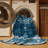 Machine Washable Overdyed Blue Area Rug-1257983174