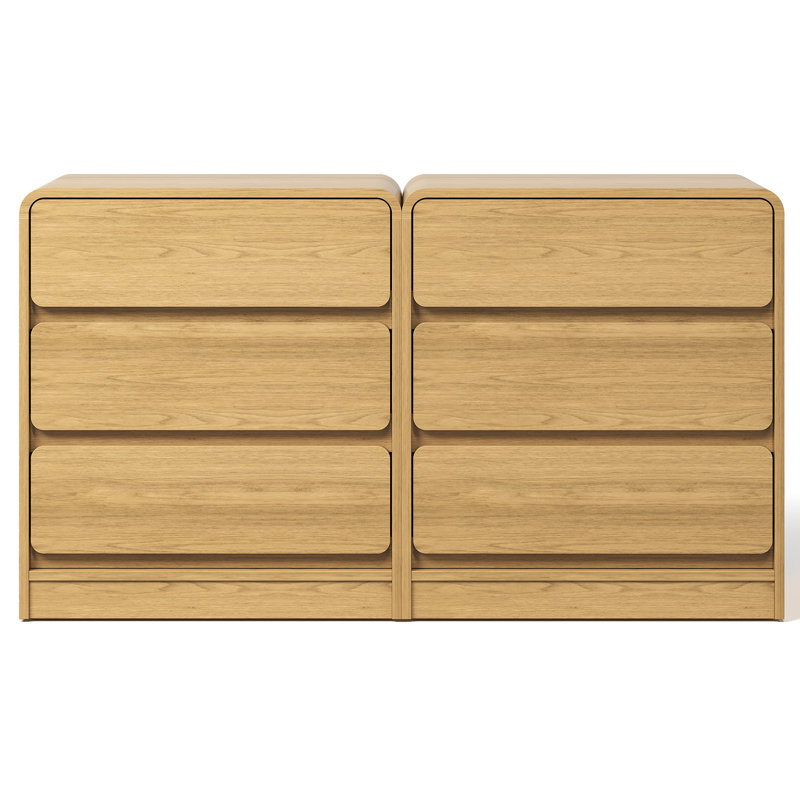 Ensemble de 2 tables de chevet 3 tiroirs, Brun