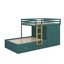 Lit superposé avec tiroirs de rangement et garde-robe, structure de lit superposé en bois avec échelle et garde-corps-335537069