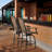 Patio Set Of 2 Outdoor Swivel Bar Stools With Armrests, Bar Height Steel Frame For Balcony Brown