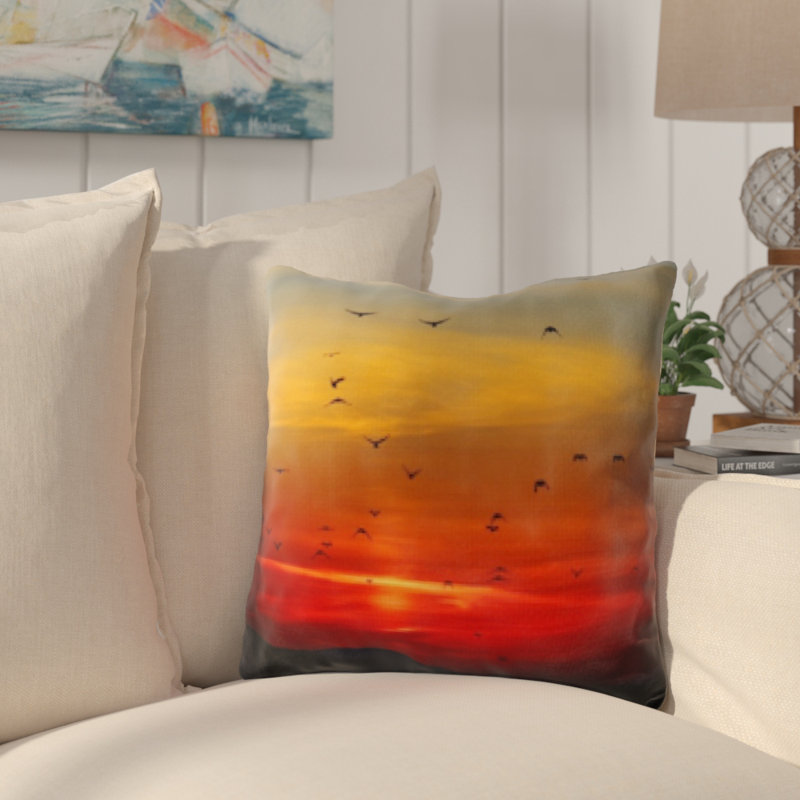 Coussin décoratif à coucher de soleil oiseau Broadbay