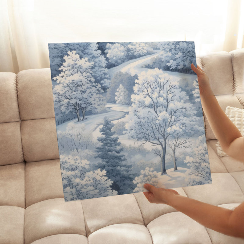 «Holiday Blue Winter Forest Trees III», reproduction d'art moderne sans cadre, H 14 po x l 14 po
