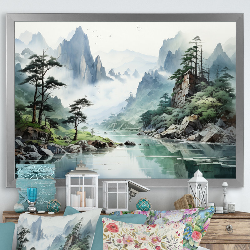 «Bethenny China Art», impression sur toile, H 24 po x l 32 po x P 1 po, Cadre photo argenté