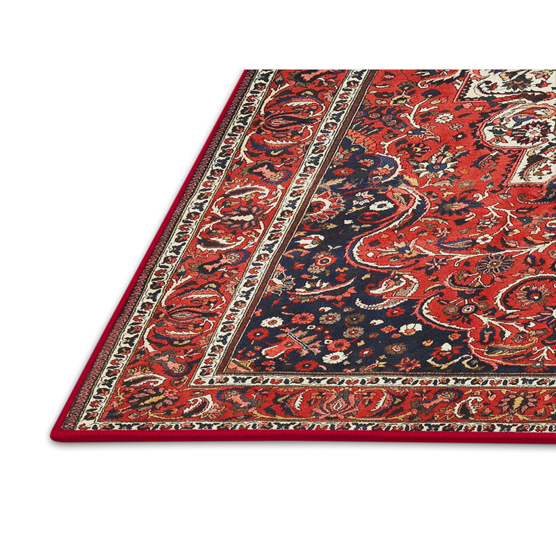 Tapis traditionnel bleu / rouge Dikili, Rectangle 5 pi x 7 pi