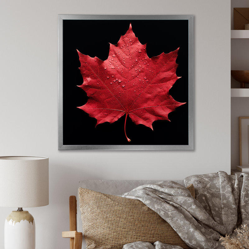 Red Leaves Red Ruby I, H 24 po x l 24 po x P 1 po, Cadre simple argenté