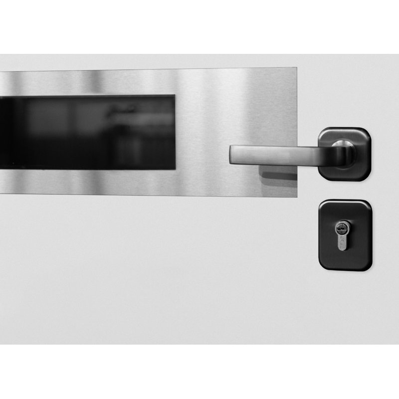 Porte d'entrée extérieure moderne en acier 36 po x 80 po - Inox S4 avec éclairage latéral et traverse, Blanc, Côté gauche