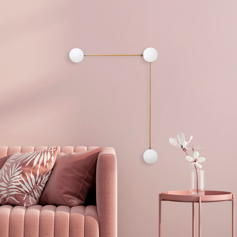 Lampe murale style rétro, corps en métal cuivré, 23,6 po x 6,3 po x 30,7 po | Élégant capuchon en verre, 3 douilles G9 (ampoule non incluse), 220 à 240 V, IP20 | Design scandinave moderne pour la maison et le bureau