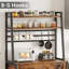 Rustic Brown 6-Tier Baker's Rack With Drawer And Wine Rack, Kitchen Microwave Stand And Coffee Bar Cabinet With Storage Shelves, Metal Hooks, And Tower Rack