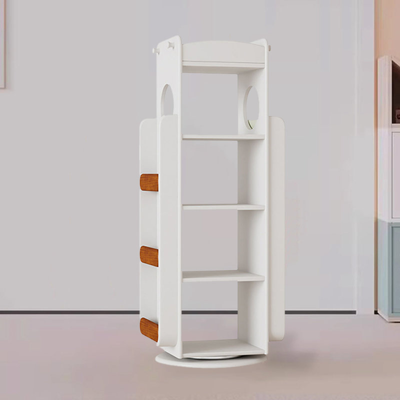 White Modern Solid wood rotating bookshelf, White