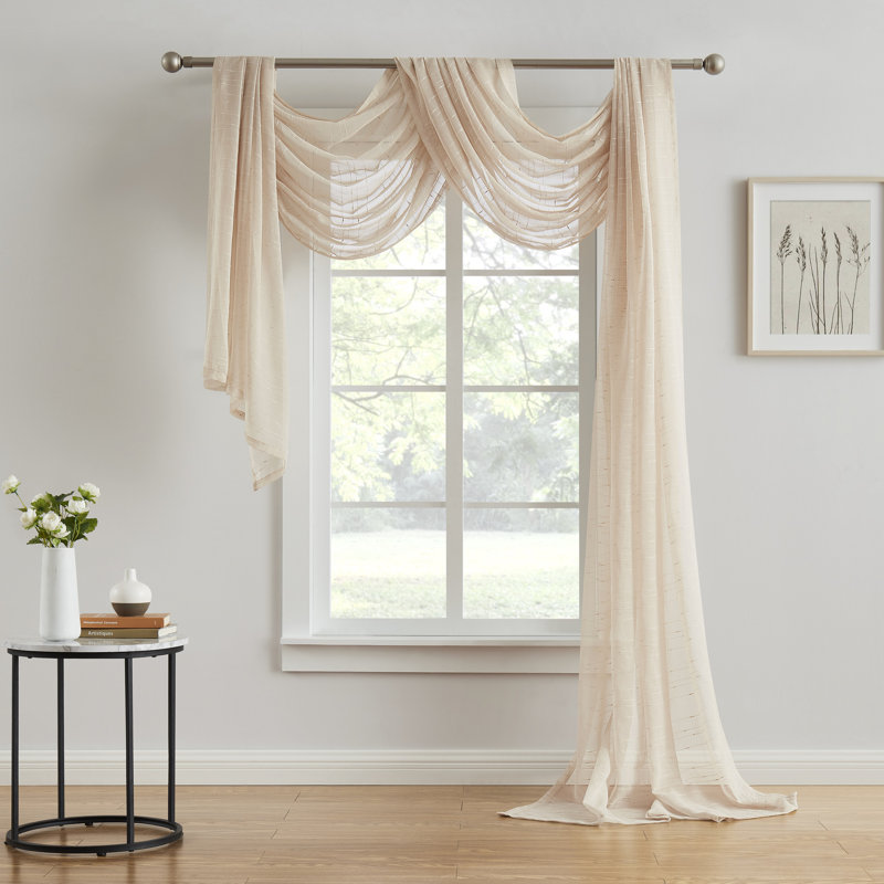 Écharpe de luxe à rayures à pois pour le salon, la cuisine ou la chambre à coucher, Beige, L 54 po x L 144 po