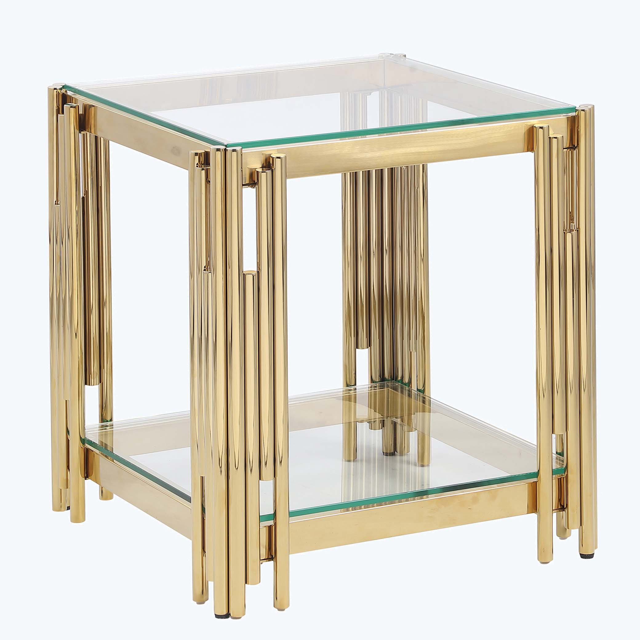 Everly Quinn Woker Furniture Wide Square End Table with Glass Top ...