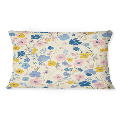 Coussin lombaire campagnard bleu et jaune