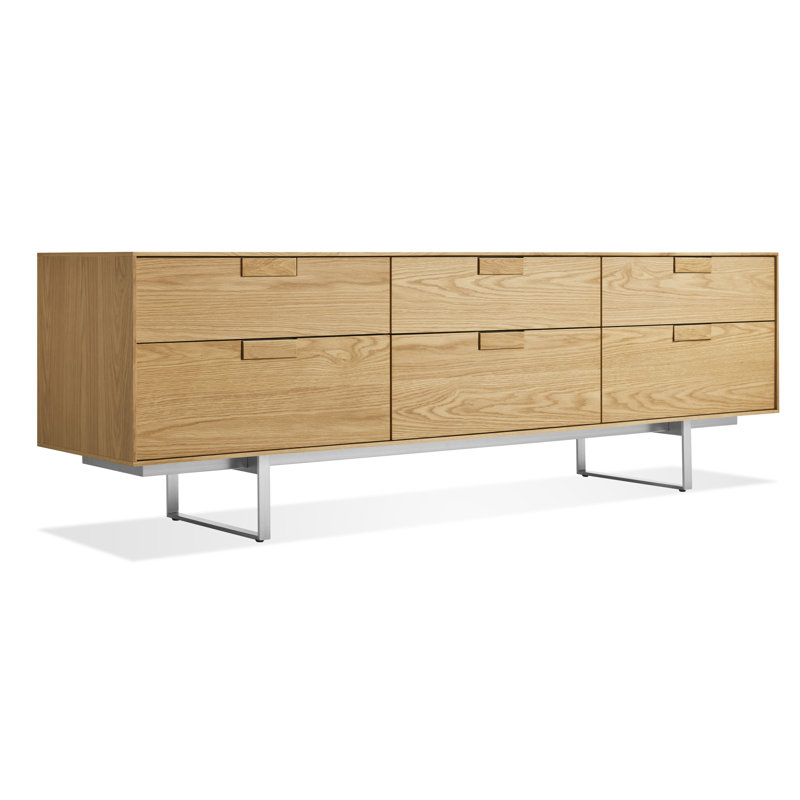 Series 11 Media Console, White Oak/Stainless Steel