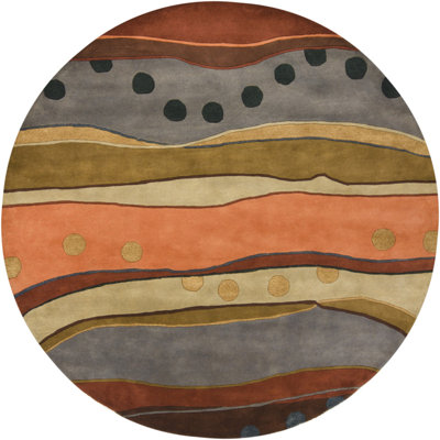Tapis contemporain gris / orange / rouge touffeté à la main Antara