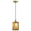 5"W Brushed Gold Metal Pendant Light with Wood Shade