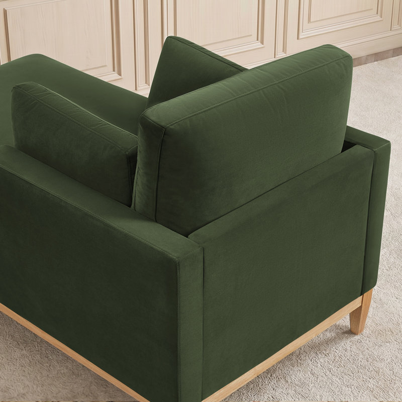 Chaise longue en tissu velours Searle Pierre, Vert trèfle
