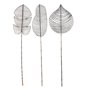 3 Piece Amandaleigh Bamboo Handmade Tall Palm Leaf Woven Stick Natural Foliage Figurine / Sculpture Set