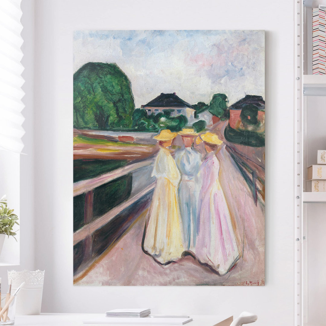 Leinwandbild Die Mädchen auf der Brücke von Edvard Munch