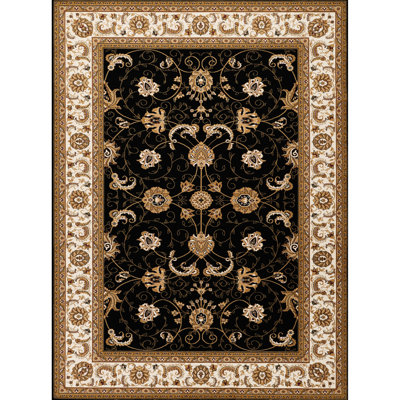2 Ft. 7 In. X 9 10 Black And Runner Rug, Classic Ornate Luxury Style, 100% Polypropylene Blend Machine-made Polypropylene, Suitable For Under Furniture