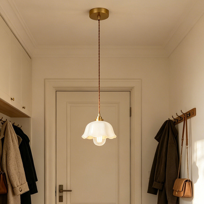 Luminaire suspendu simple en céramique 1 lumière Mid-Century moderne (ampoule incluse)