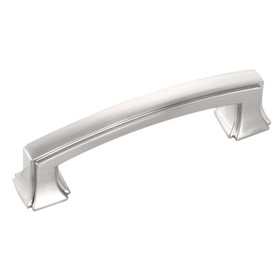 Bridges Collection Handle Pull - 3" Center to Center Cabinet Pull Satin Nickel - Transitional, Deco Hardware for Drawers & Cabinets