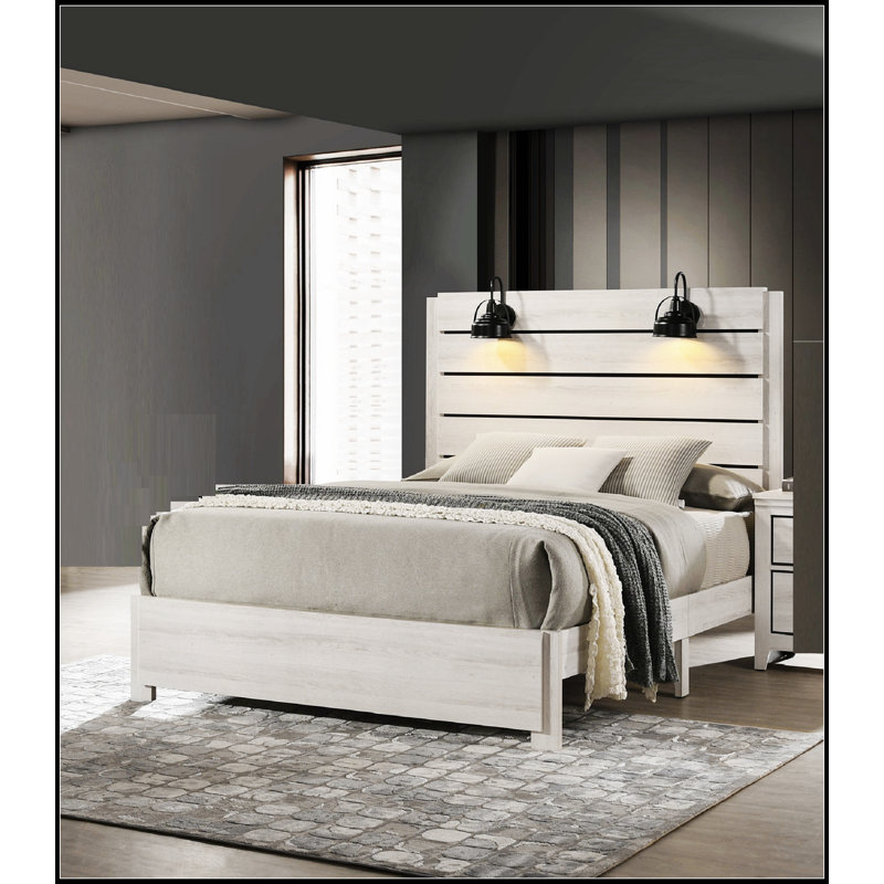 Lit luxueux avec tête de lit élégante et cadre durable pour un confort et un style ultimes, Très grand lit, Blanc