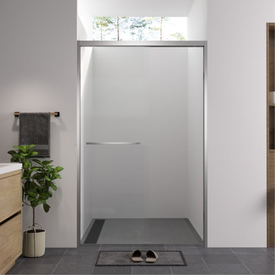 44 - 48"X76" Bathroom Sliding Door With Hardware, 1/4" (6Mm) Clear Tempered Glass, Aluminum Frame, Safe Design, Strong Packaging