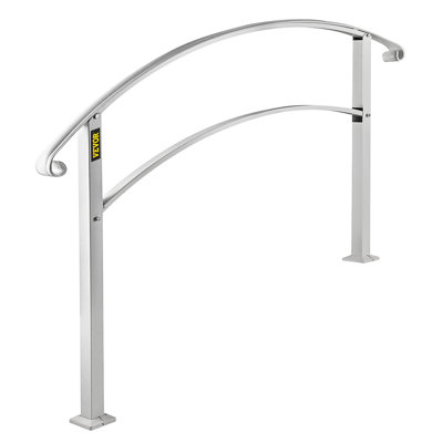 Handrails for Outdoor Steps, Fit 1 or 3 Steps Outdoor Stair Railing, White Wrought Iron Handrail, Flexible Front Porch Hand Rail, Transitional Handrails for Concrete Steps or Wooden Stairs