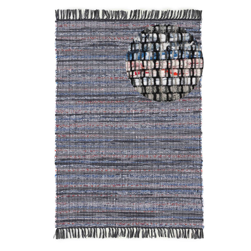 Handgefertigter Teppich Aus Baumwolle In Schwarz Striped Cotton Hand Loomed Area Rug, Rectangle 160cm x 230cm