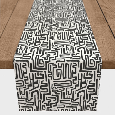 Jarelin Black Maze Lines Table Runner