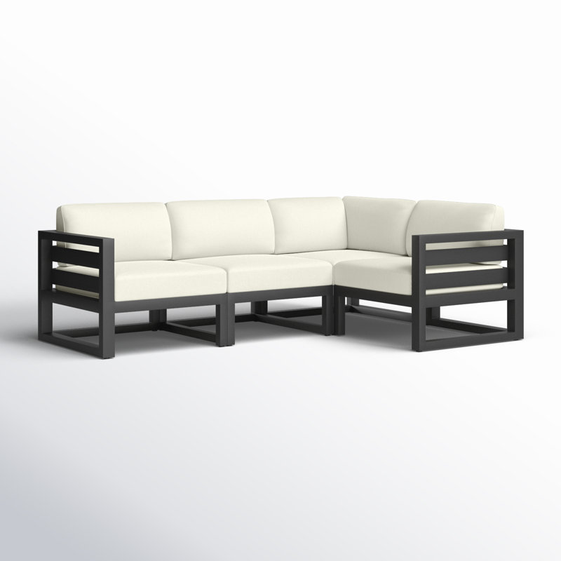 Avion 4 Piece Sectional Set, Canvas Natural Sunbrella® Canvas, Slate