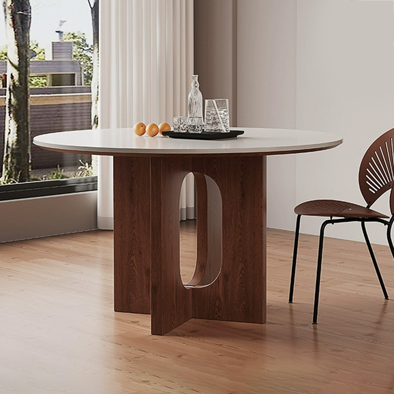 Table de salle à manger en noyer, H 29,53 po x L 43,31 po x l 43,31 po, Noyer