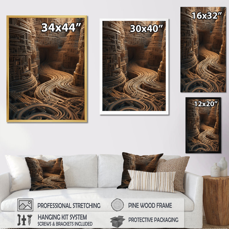 «Unraveling The Gold Labyrinth Mystery», reproduction sur toile, Cadre simple noir, H 44 po x l 34 po x P 1,5 po