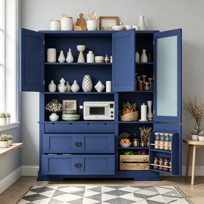 Buffet autoportant traditionnel 63,3 x 17,8 x 78,3 po avec huche, grande armoire de rangement