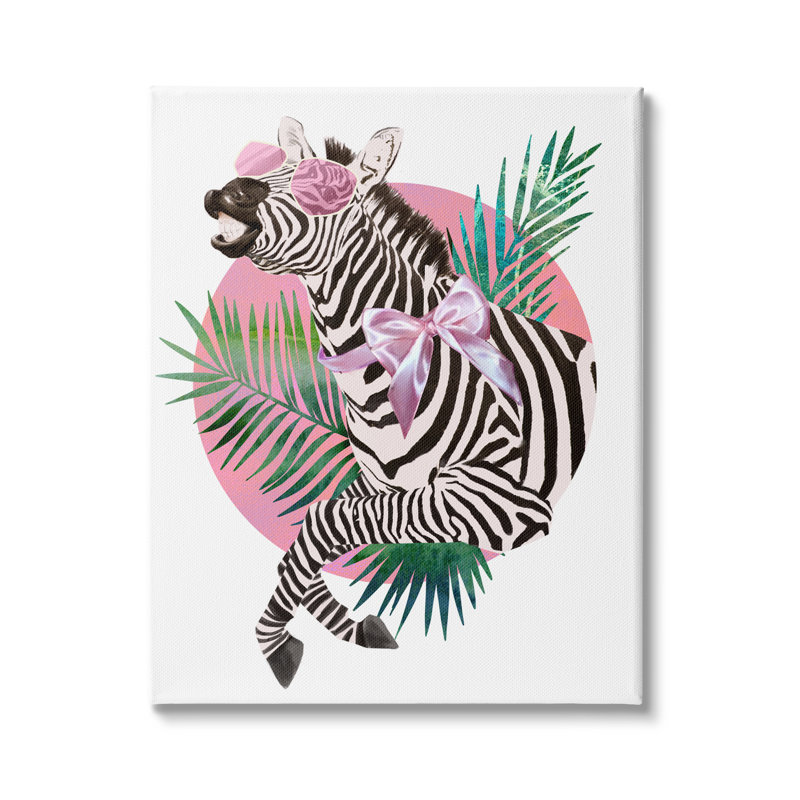 «Pink Bow Zebra Funky Animal», lunettes de soleil tropicales surdimensionnées par Ziwei Li, H 40 po x l 30 po x P 1,5 po