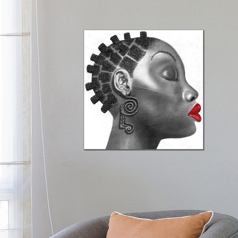 «Nubian Girl» par Fred Odle - reproduction, H 26 po x l 26 po x P 1,5 po, Toile tendue, Pas de tapis