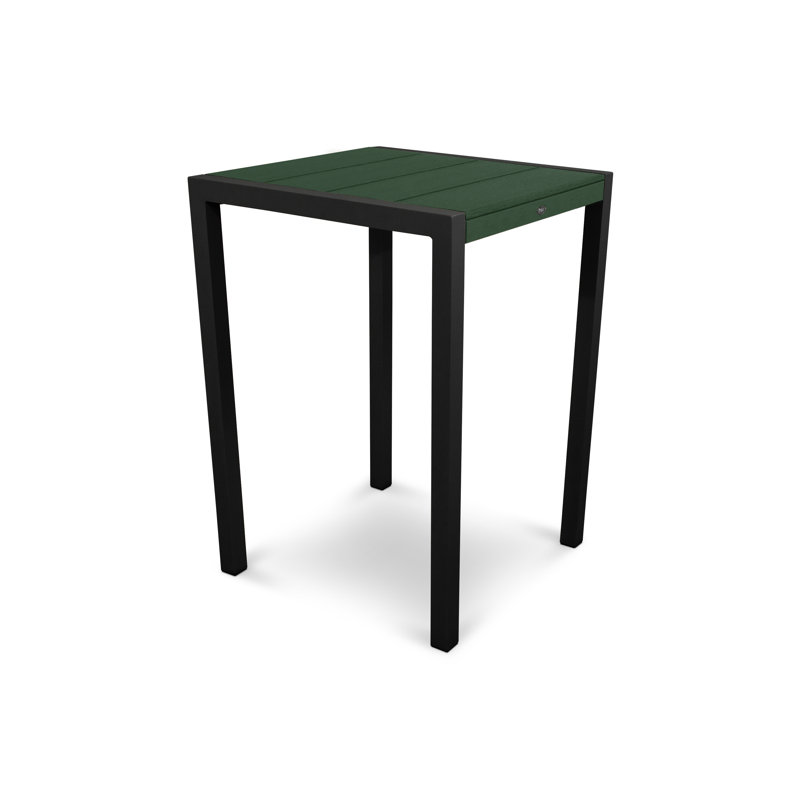 Table de bar POLYWOOD Surf City, Noir texturé / Forêt tropicale, 30 po x 30 po