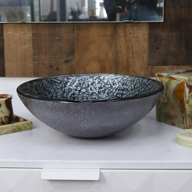 Glass Handmade Round Vessel Bathroom Sink