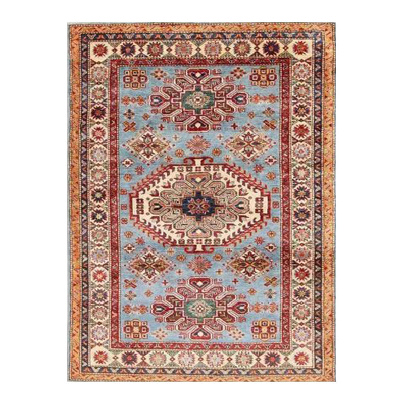 Tapis décoratif tissé à motif traditionnel beige clair lavable à la machine, Tapis de couloir 4 pi 11 po x 9 pi 10 po inclus