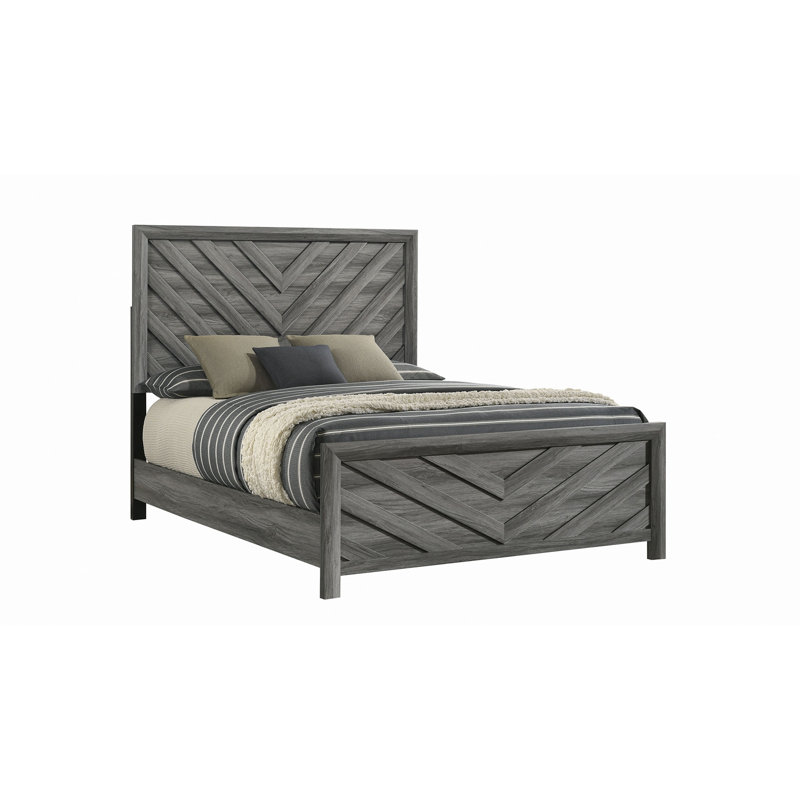 Bed Made With Wood, Gris, Lit double