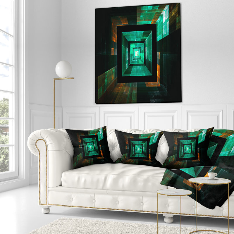 Deep Green Infinite Cube - Abstract Printed Pillow, 18" x 18", Throw Pillow