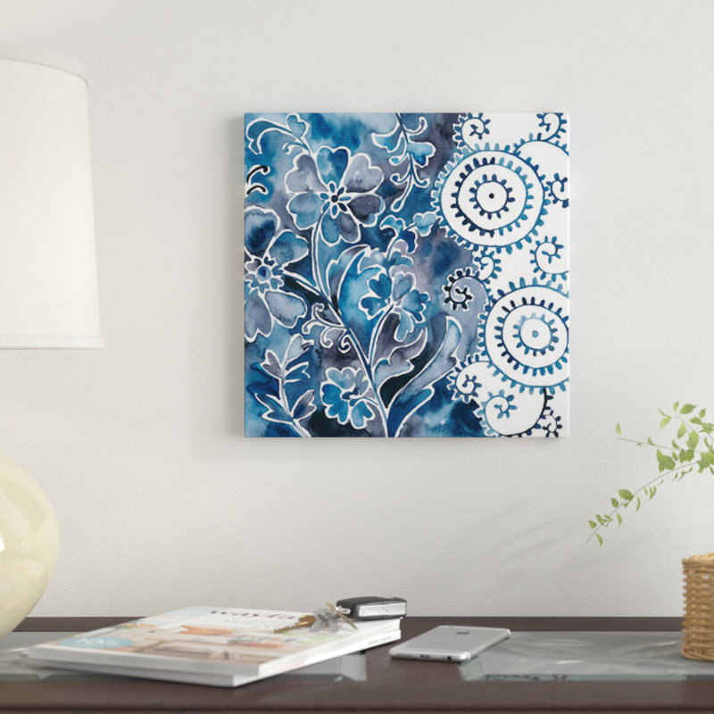 « cobalt jardin ii », reproduction d’impression sur toile, H 12 po x l 12 po x P 1,5 po, Toile tendue, Pas de tapis