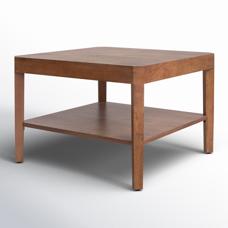 Ardentown Transitional Two-Tiered Square Coffee Table, Walnut